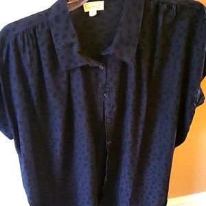 Black Leopard Print Button Down